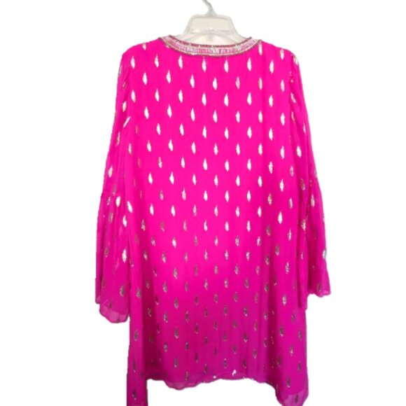 NWOT Lilly Pulitzer Amory Silk Dress in Raz Berry Diamond Metallic Clip - Picture 6 of 10